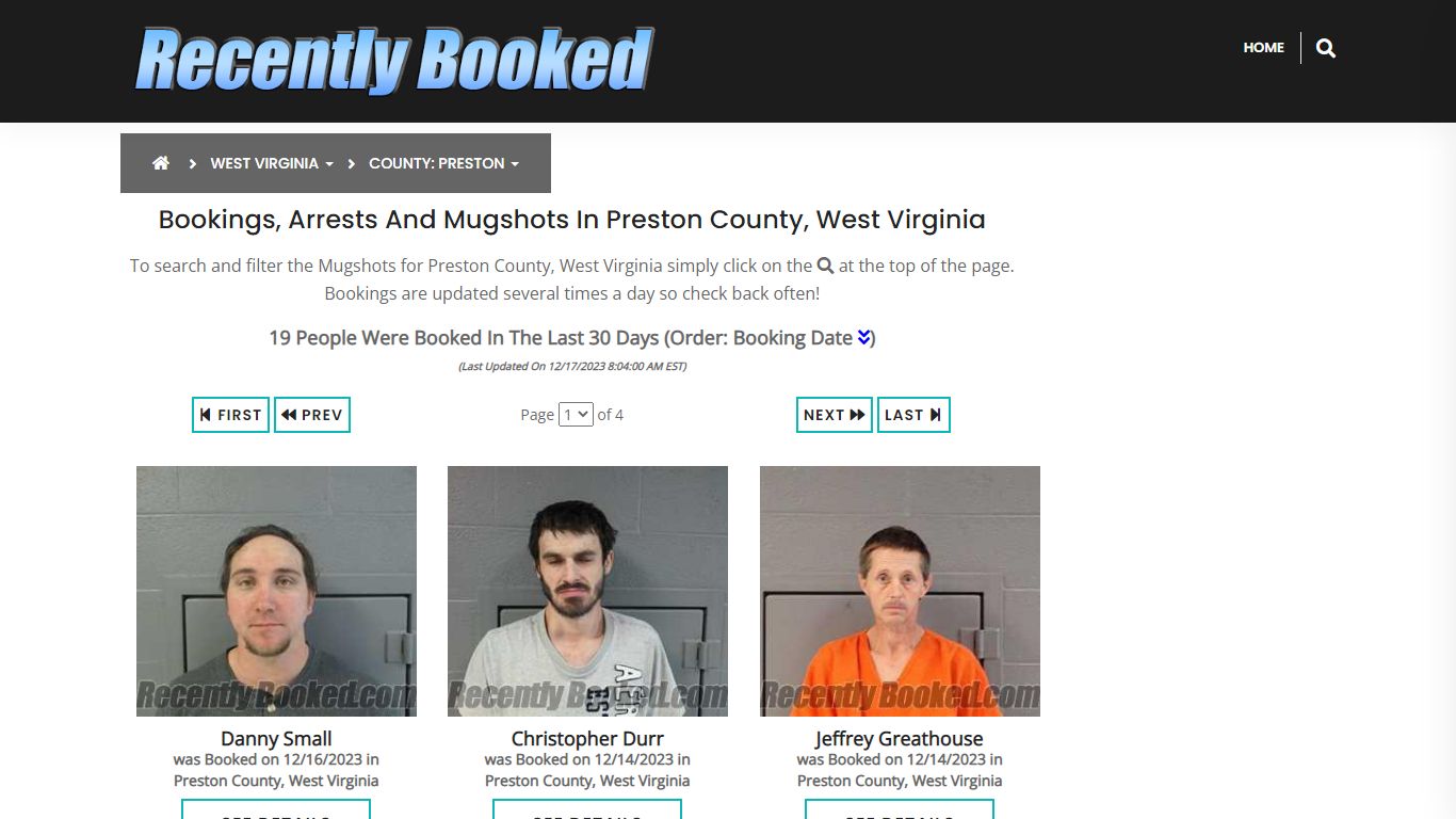 Bookings, Arrests and Mugshots in Preston County, West Virginia
